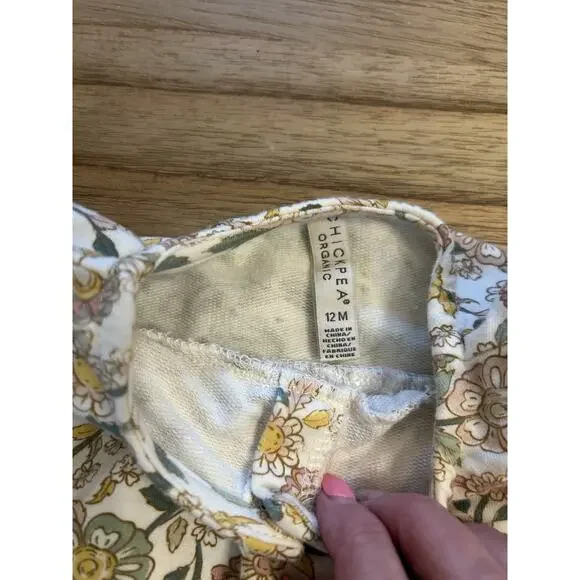 Chickpea Organic Girls Floral Set 12M Pink Botanical Cotton Stretch Outfit - Picture 6 of 9